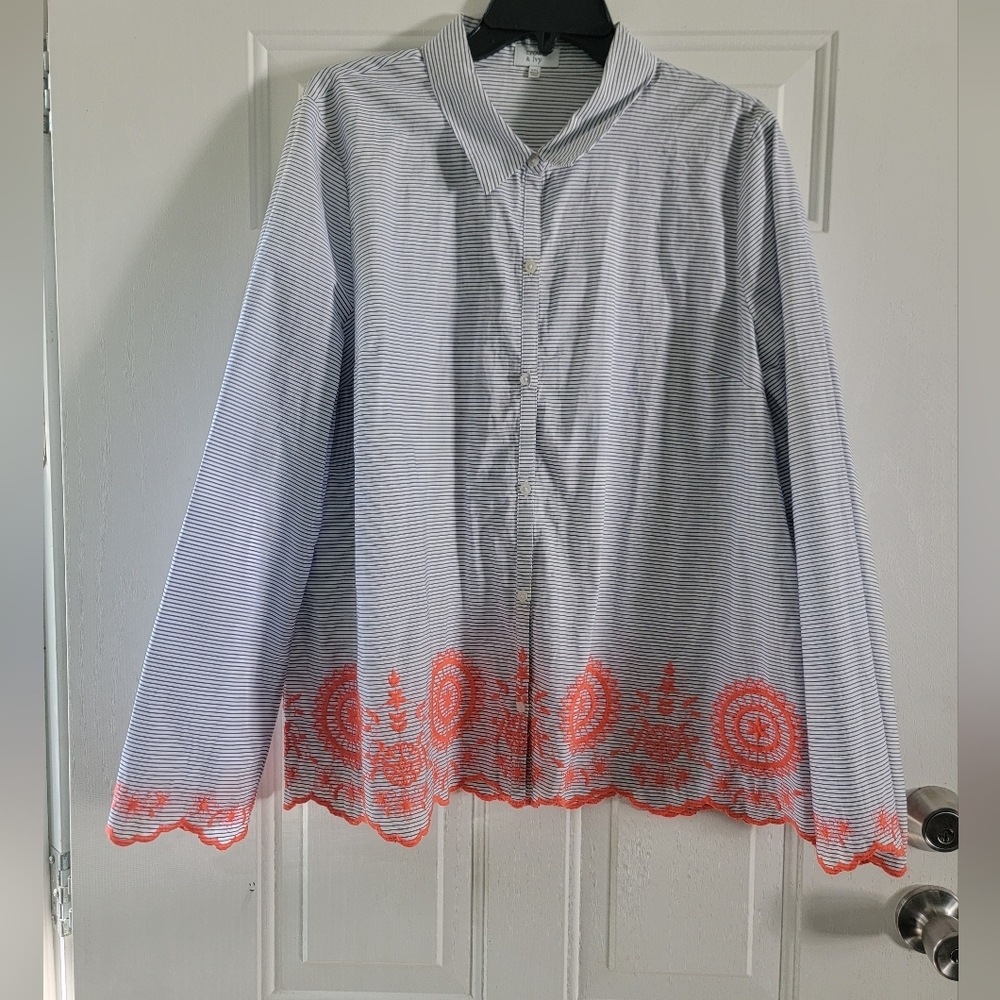 Crown & Ivy Blue Striped Shirt